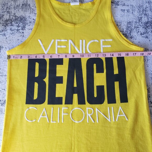 Vintage Alstyle Yellow Venice Beach California tank top Black White Yellow - Picture 4 of 9